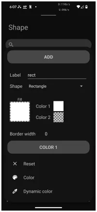 Rectangle Color 1 Selection